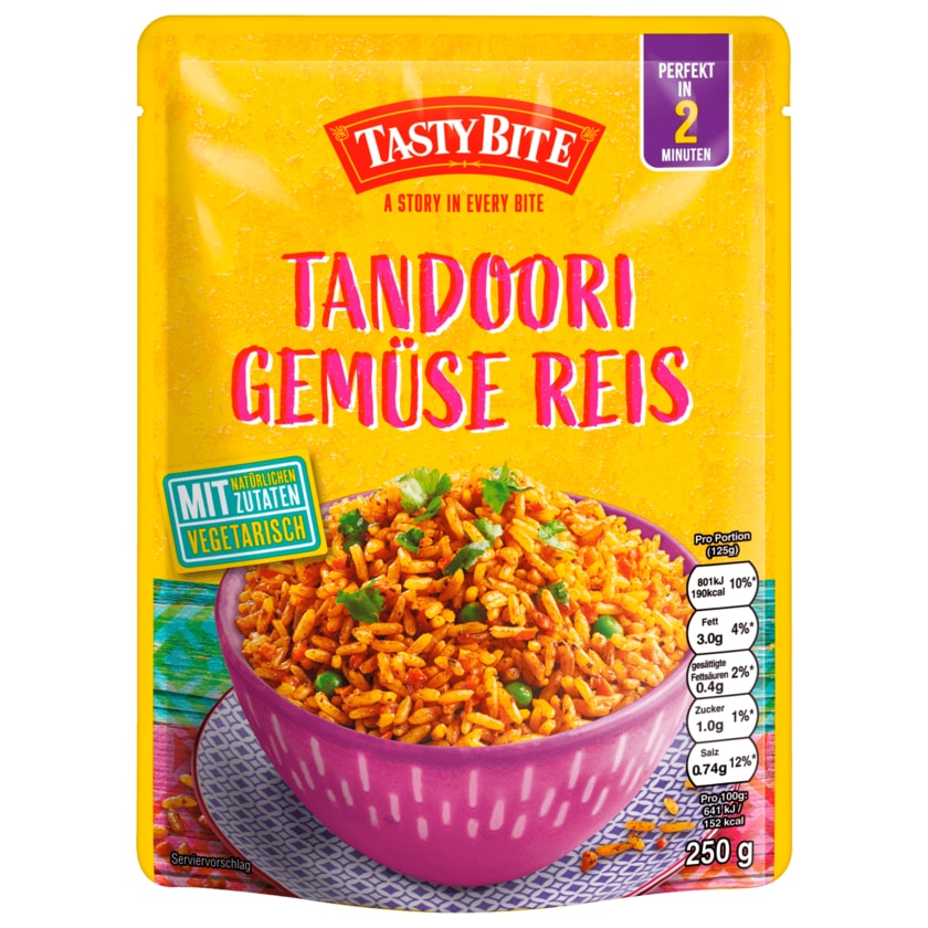 Tasty Bite Tandoori Gemüse Reis vegetarisch 250g